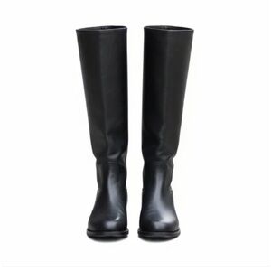 Vero Cuoio Black Leather Pull On Riding Boots